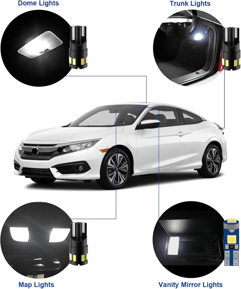 EASY EAGLE LED Interior Car Lights for Honda-Civic-2016-2021: 6 Piece Kit White LED Light Bulbs - Super Bright 6000K + Install Tool - Image 3